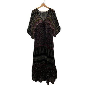 Zara Bohemian Style TRF Collection Maxi Dress With Patterned Design & V-Neckline